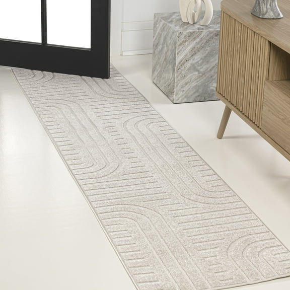 JONATHAN Y SCANDINAVIAN 2 x 8 Runner Rug, Anders Arch Stripe Two-Tone - White/Cream, SCN107B-28