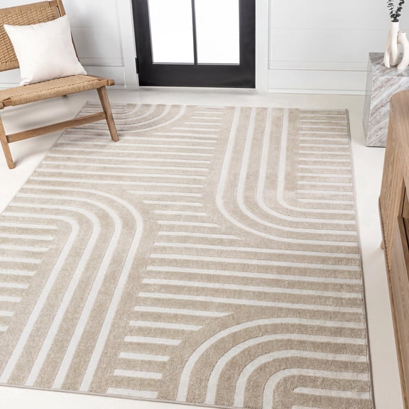 JONATHAN Y SCANDINAVIAN 3 x 5 Area Rug, Anders Arch Stripe Two-Tone - Beige/Cream, SCN107C-3