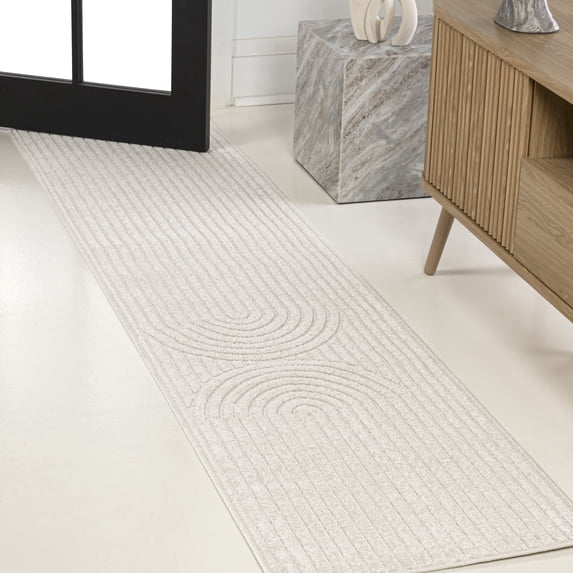 JONATHAN Y SCANDINAVIAN 2 x 8 Runner Rug, Sofia Arch Stripe Two-Tone - Ivory/Cream, SCN109A-28