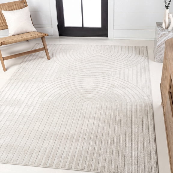 JONATHAN Y SCANDINAVIAN 8 x 10 Area Rug, Sofia Arch Stripe Two-Tone - Ivory/Cream, SCN109A-8