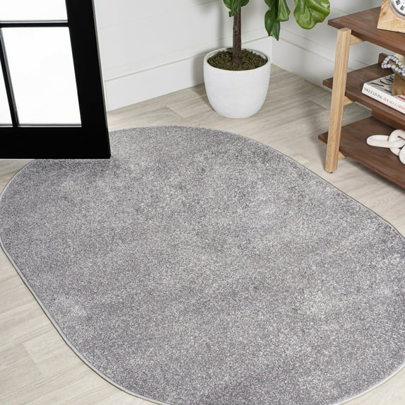 JONATHAN Y SUPERSOFT 4 x 6 Oval Area Rug, Haze - Gray, SEU100A-4OV