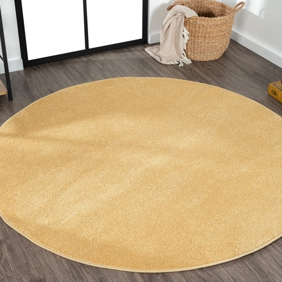 JONATHAN Y SUPERSOFT 8' Round Area Rug, Haze - Mustard, SEU100B-8R