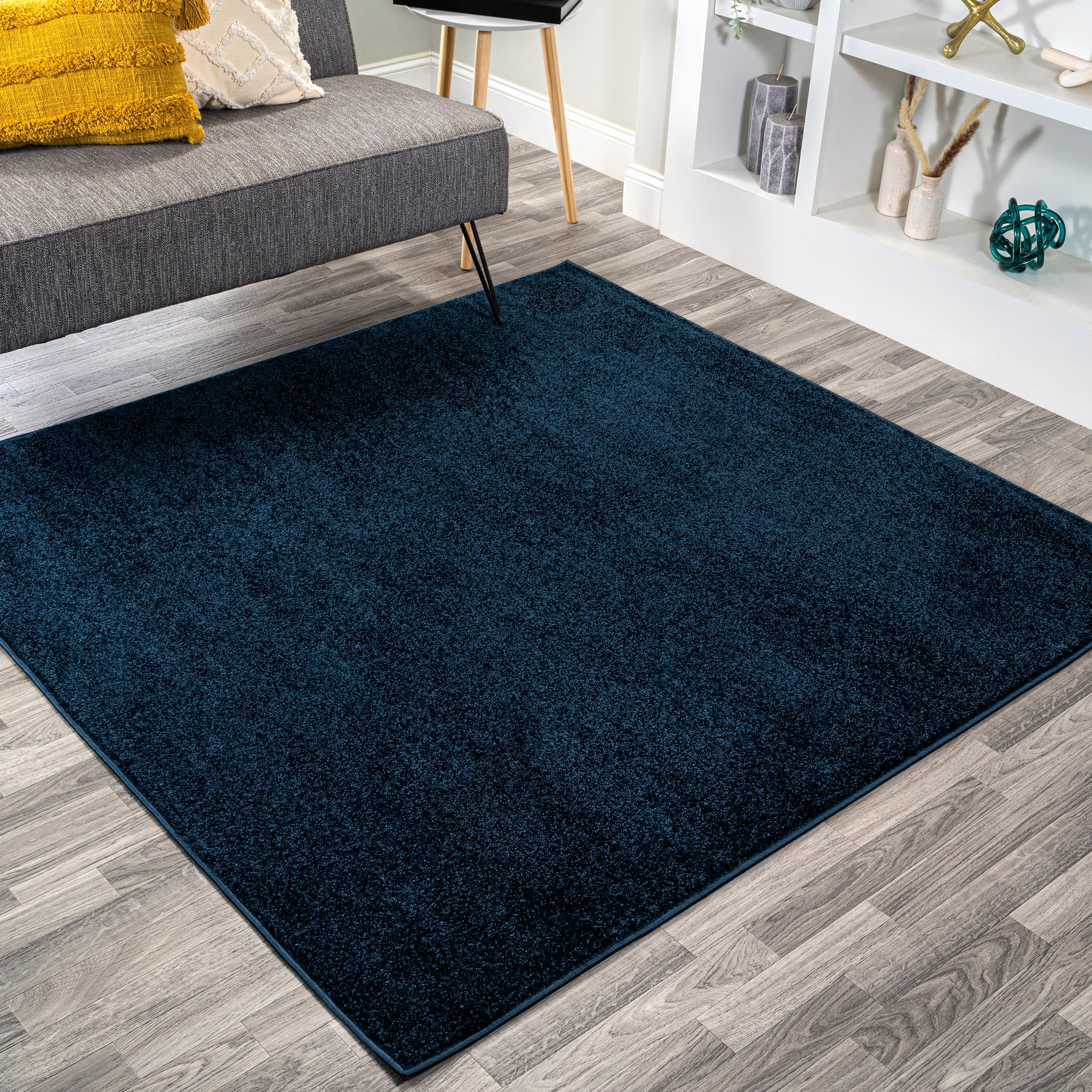 JONATHAN Y SUPERSOFT 6' Square Area Rug, Haze - Navy, SEU100C-6SQ ...