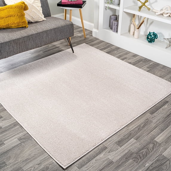 JONATHAN Y SUPERSOFT 5' Square Area Rug, Haze - Cream, SEU100D-5SQ
