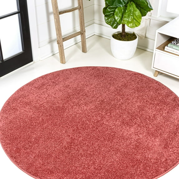 JONATHAN Y SUPERSOFT 8' Round Area Rug, Haze - Red, SEU100E-8R