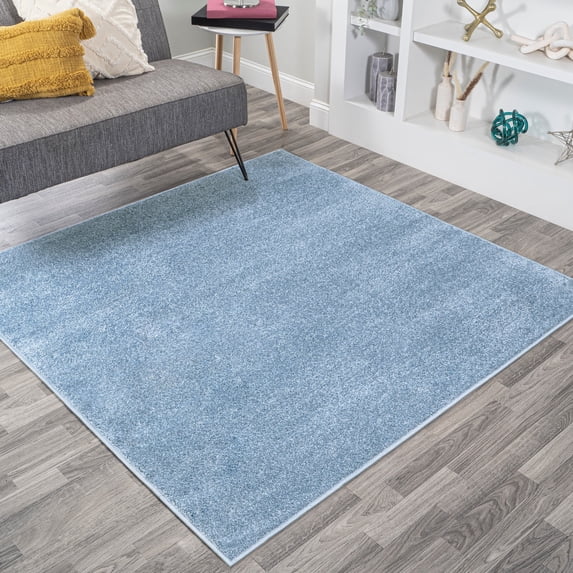 JONATHAN Y SUPERSOFT 5' Square Area Rug, Haze - Classic Blue, SEU100F-5SQ