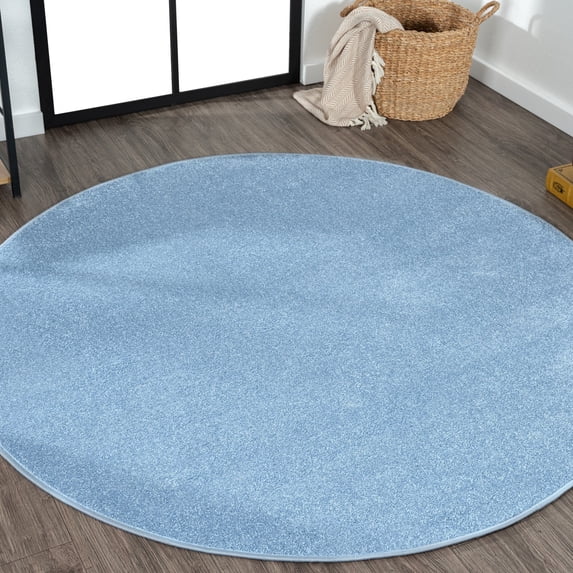 JONATHAN Y SUPERSOFT 8' Round Area Rug, Haze - Classic Blue, SEU100F-8R