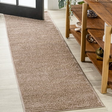 JONATHAN Y SEU100G-28 Haze Solid Low-Pile Beige 2 ft. x 8 ft. Runner Rug, Coastal Bohemian, Pet Friendly, Stain Resistant, Easy to Clean, for Living Room; Kitchen, Bedroom