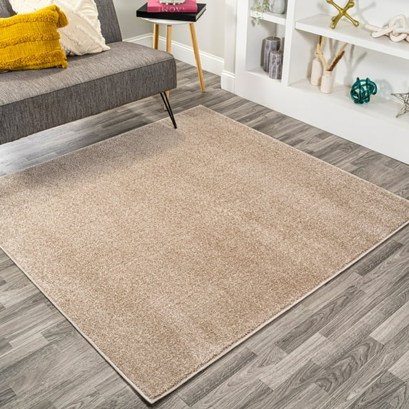 JONATHAN Y SUPERSOFT 5' Square Area Rug, Haze - Beige, SEU100G-5SQ