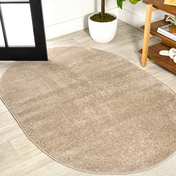 JONATHAN Y SUPERSOFT 6 x 9 Oval Area Rug, Haze - Beige, SEU100G-6OV