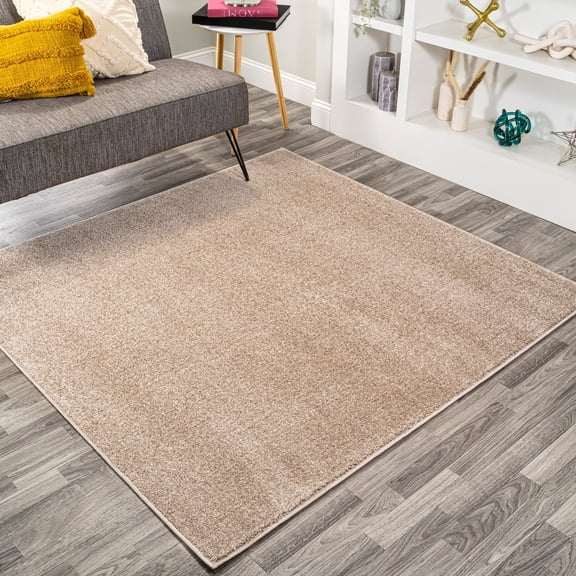 JONATHAN Y SUPERSOFT 6' Square Area Rug, Haze - Beige, SEU100G-6SQ
