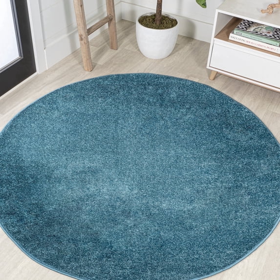 JONATHAN Y SUPERSOFT 4' Round Area Rug, Haze - Turquoise, SEU100H-4R