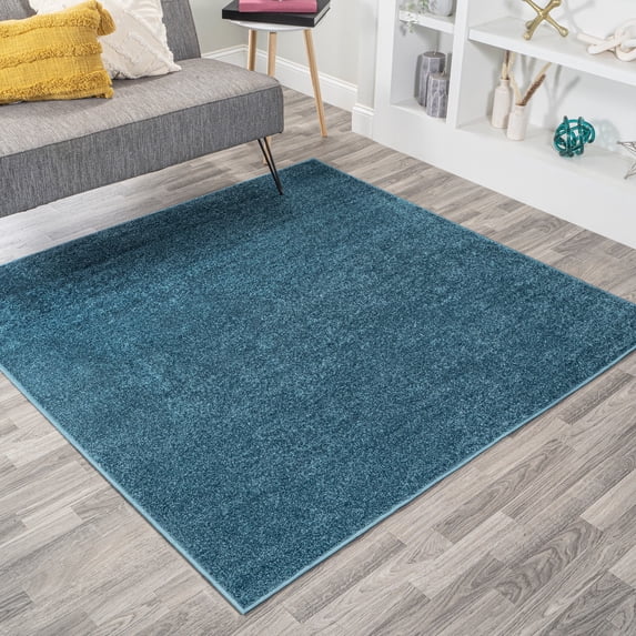 JONATHAN Y SUPERSOFT 5' Square Area Rug, Haze - Turquoise, SEU100H-5SQ