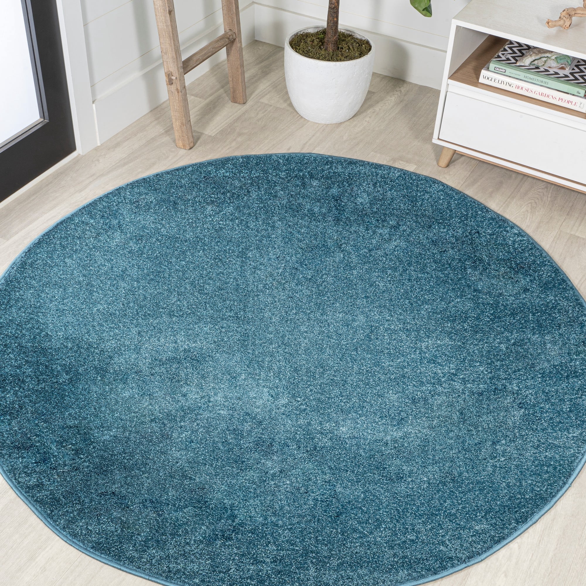 JONATHAN Y SUPERSOFT 6' Round Area Rug, Haze - Turquoise, SEU100H-6R ...