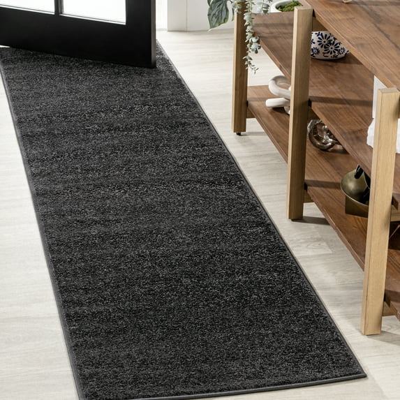 JONATHAN Y SUPERSOFT 2 x 12 Runner Rug, Haze - Black, SEU100I-212
