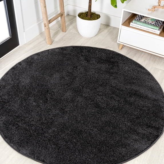 JONATHAN Y SUPERSOFT 4' Round Area Rug, Haze - Black, SEU100I-4R