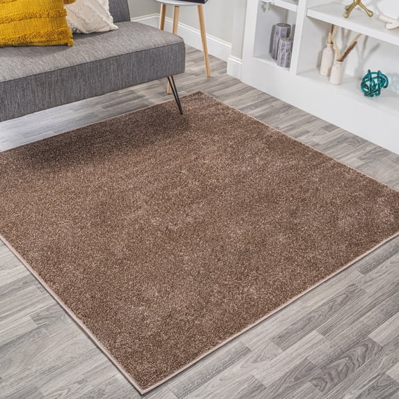 JONATHAN Y SUPERSOFT 5' Square Area Rug, Haze - Brown, SEU100J-5SQ
