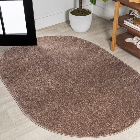 JONATHAN Y SUPERSOFT 6 x 9 Oval Area Rug, Haze - Brown, SEU100J-6OV