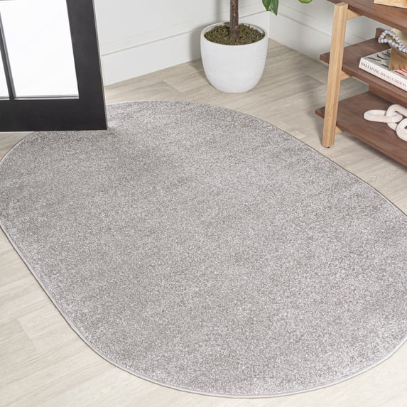 JONATHAN Y SUPERSOFT 4 x 6 Oval Area Rug, Haze - Light Gray, SEU100K-4OV