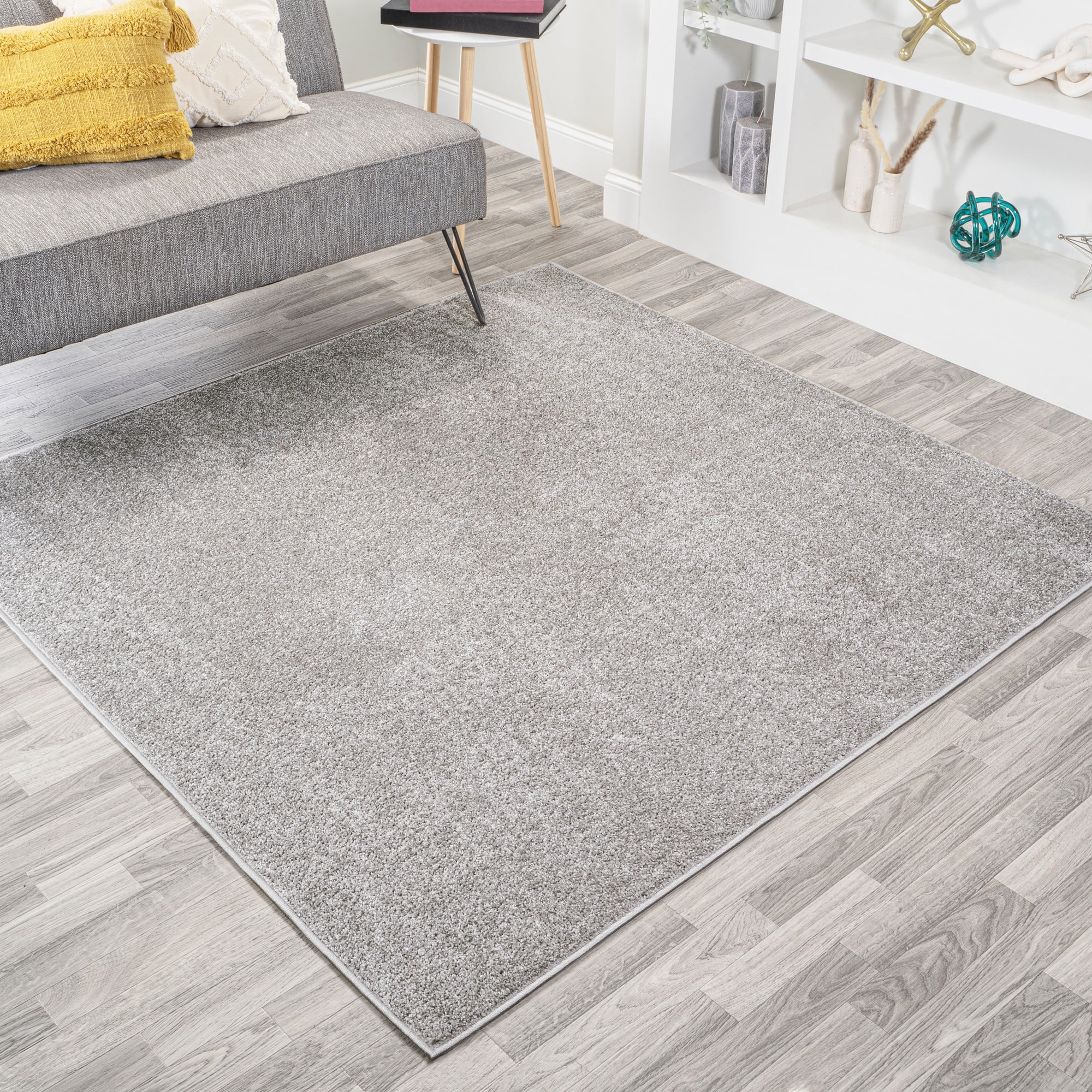 Square Solid Color Rug JONATHAN Y SUPERSOFT 6' Square Area Rug, Haze - Light Gray, SEU100K-6SQ ...