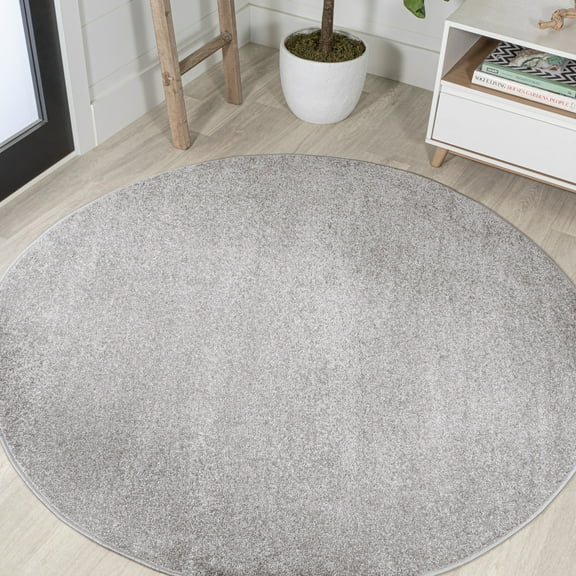 JONATHAN Y SUPERSOFT 8' Round Area Rug, Haze - Light Gray, SEU100K-8R