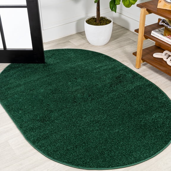 JONATHAN Y SUPERSOFT 4 x 6 Oval Area Rug, Haze - Emerald, SEU100L-4OV