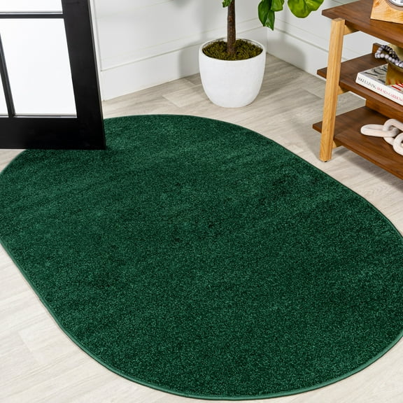 JONATHAN Y SUPERSOFT 4 x 6 Oval Area Rug, Haze - Emerald, SEU100L-4OV
