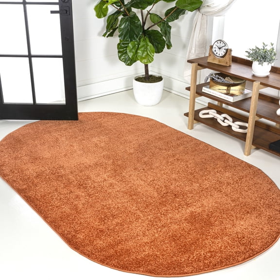 JONATHAN Y SUPERSOFT 3 x 5 Oval Area Rug, Haze - Orange, SEU100M-3OV