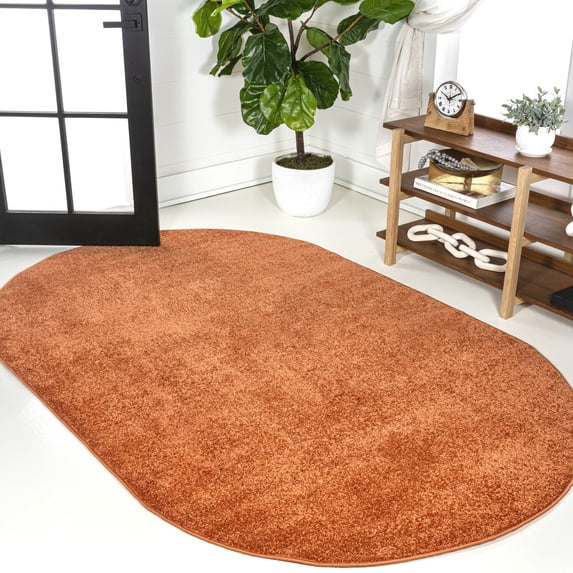 JONATHAN Y SUPERSOFT 4 x 6 Oval Area Rug, Haze - Orange, SEU100M-4OV