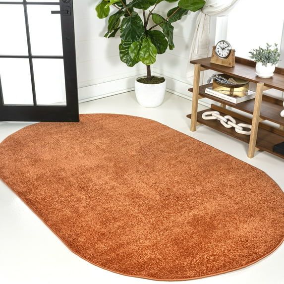 JONATHAN Y SUPERSOFT 4 x 6 Oval Area Rug, Haze - Orange, SEU100M-4OV