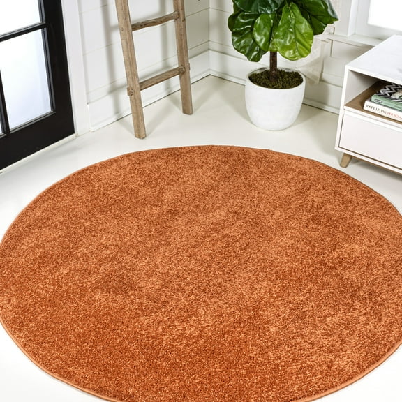 JONATHAN Y SUPERSOFT 5' Round Area Rug, Haze - Orange, SEU100M-5R