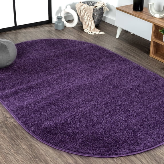 JONATHAN Y SUPERSOFT 3 x 5 Oval Area Rug, Haze - Purple, SEU100N-3OV