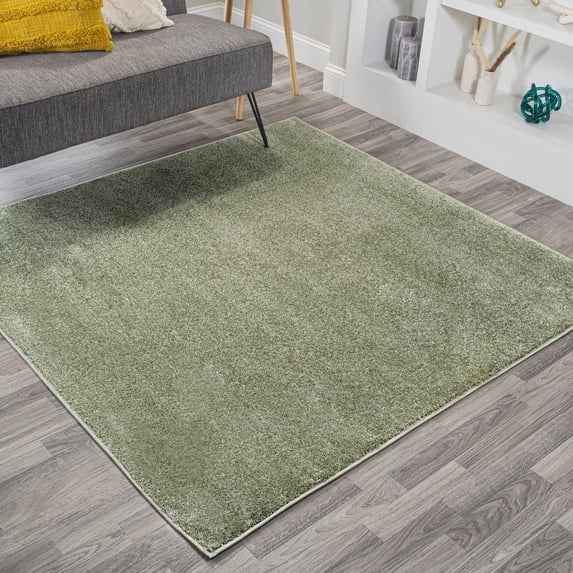 JONATHAN Y SUPERSOFT 9' Square Area Rug, Haze - Green, SEU100O-9SQ
