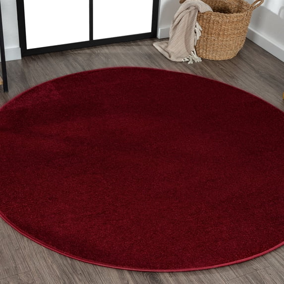JONATHAN Y SUPERSOFT 4' Round Area Rug, Haze - Dark Red, SEU100Q-4R