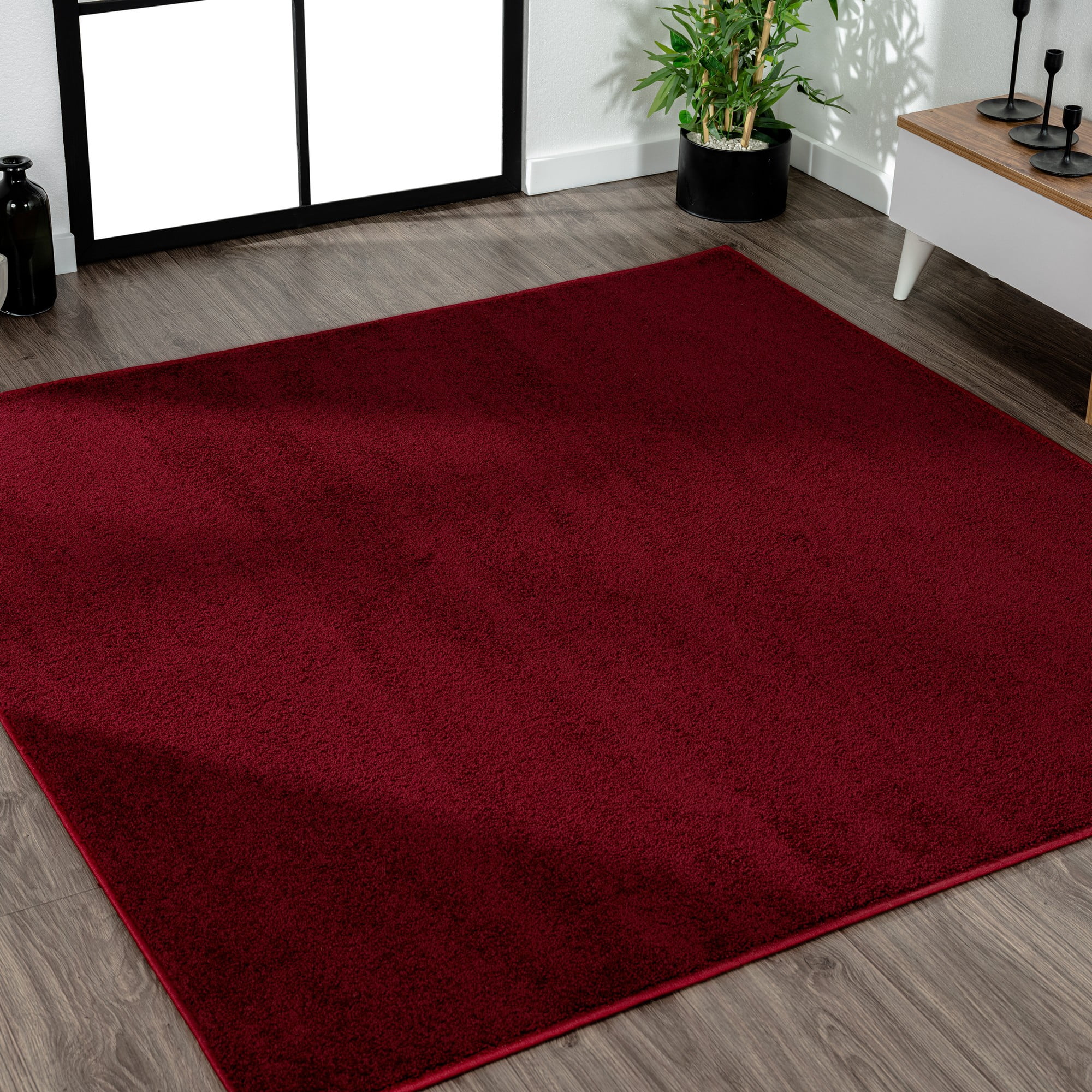 JONATHAN Y SUPERSOFT 6' Square Area Rug, Haze - Dark Red, SEU100Q-6SQ ...