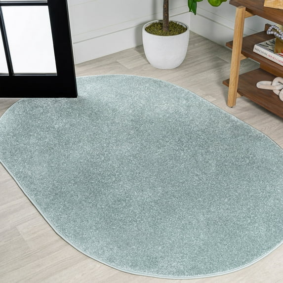 JONATHAN Y SUPERSOFT 4 x 6 Oval Area Rug, Haze - Aqua Blue, SEU100S-4OV