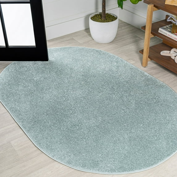 JONATHAN Y SUPERSOFT 6 x 9 Oval Area Rug, Haze - Aqua Blue, SEU100S-6OV