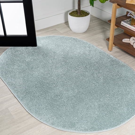 JONATHAN Y SUPERSOFT 6 x 9 Oval Area Rug, Haze - Aqua Blue, SEU100S-6OV