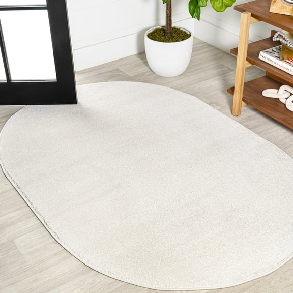 JONATHAN Y SUPERSOFT 6 x 9 Oval Area Rug, Haze - Ivory, SEU100T-6OV