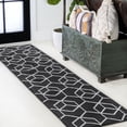thumbnail image 1 of JONATHAN Y SUPERSOFT 2 x 8 Runner Rug, Tumbling Blocks Modern Geometric - Black/White, SEU101A-28, 1 of 9