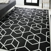 JONATHAN Y SUPERSOFT 3 x 5 Area Rug, Tumbling Blocks Geometric - Black/White, SEU101A-3