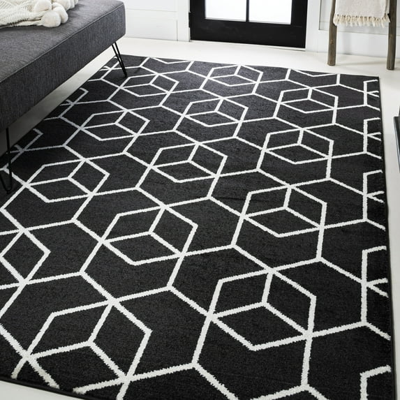 JONATHAN Y SUPERSOFT 8 x 10 Area Rug, Tumbling Blocks Geometric - Black/White, SEU101A-8