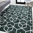 thumbnail image 1 of JONATHAN Y SUPERSOFT 5 x 8 Area Rug, Tumbling Blocks Modern Geometric - Green/White, SEU101D-5, 1 of 10