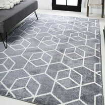 JONATHAN Y SUPERSOFT 5 x 8 Area Rug, Tumbling Blocks Geometric - Gray/White, SEU101F-5