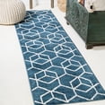 thumbnail image 1 of JONATHAN Y SUPERSOFT 2 x 8 Runner Rug, Tumbling Blocks Modern Geometric - Navy/White, SEU101H-28, 1 of 8