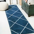 thumbnail image 1 of JONATHAN Y SUPERSOFT 2 x 10 Runner Rug, Cole Minimalist Diamond Trellis - Navy/White, SEU102H-210, 1 of 8
