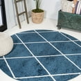 thumbnail image 1 of JONATHAN Y SUPERSOFT 5' Round Area Rug, Cole Minimalist Diamond Trellis - Navy/White, SEU102H-5R, 1 of 7