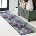 thumbnail image 1 of JONATHAN Y SUPERSOFT 2 x 10 Runner Rug, Cole Minimalist Diamond Trellis - Multi/White, SEU102J-210, 1 of 8