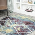 thumbnail image 1 of JONATHAN Y SUPERSOFT 5' Round Area Rug, Cole Minimalist Diamond Trellis - Multi/White, SEU102J-5R, 1 of 8