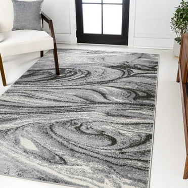 JONATHAN Y SEU207A-5 Viscon Abstract Marble Contemporary Light Gray/Black 5 ft. x 8 ft. Area Rug, Casual Transitional, Pet Friendly, Stain Resistant, Easy to Clean, for Living Room; Kitchen, Bedroom